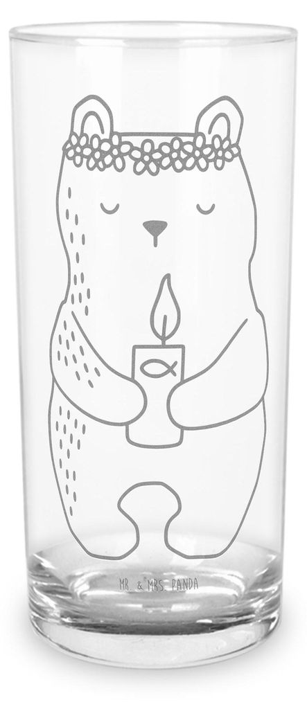Mr. & Mrs. Panda Cocktailglas Bär Kommunion 400 ml - Transparent - Geschenk, Wasserglas, Katholisch, Teddy, Tumbler, Glas, Taufkerze, Longdrinkgla...