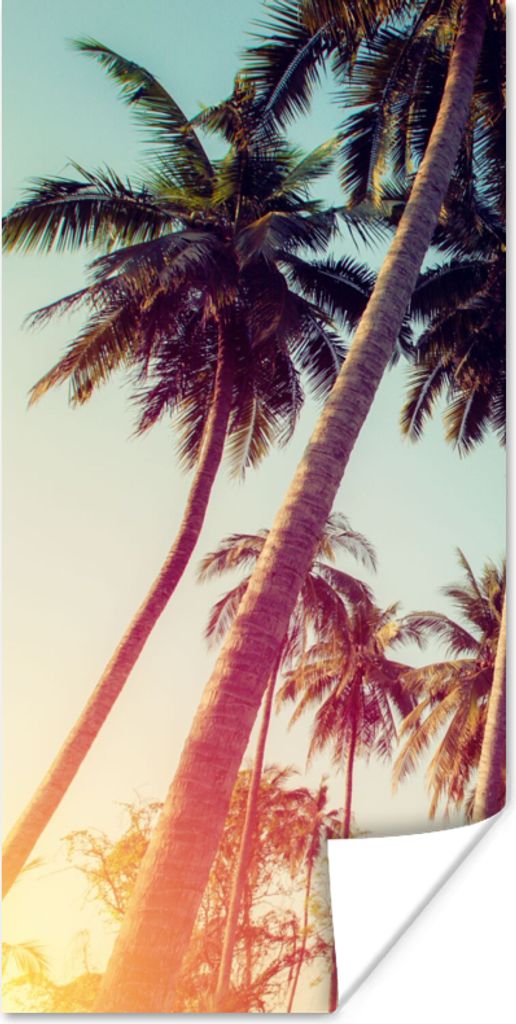 MuchoWow Poster Palme - Sommer - Retro - Sonne 20x40 cm - Plakat - Foto