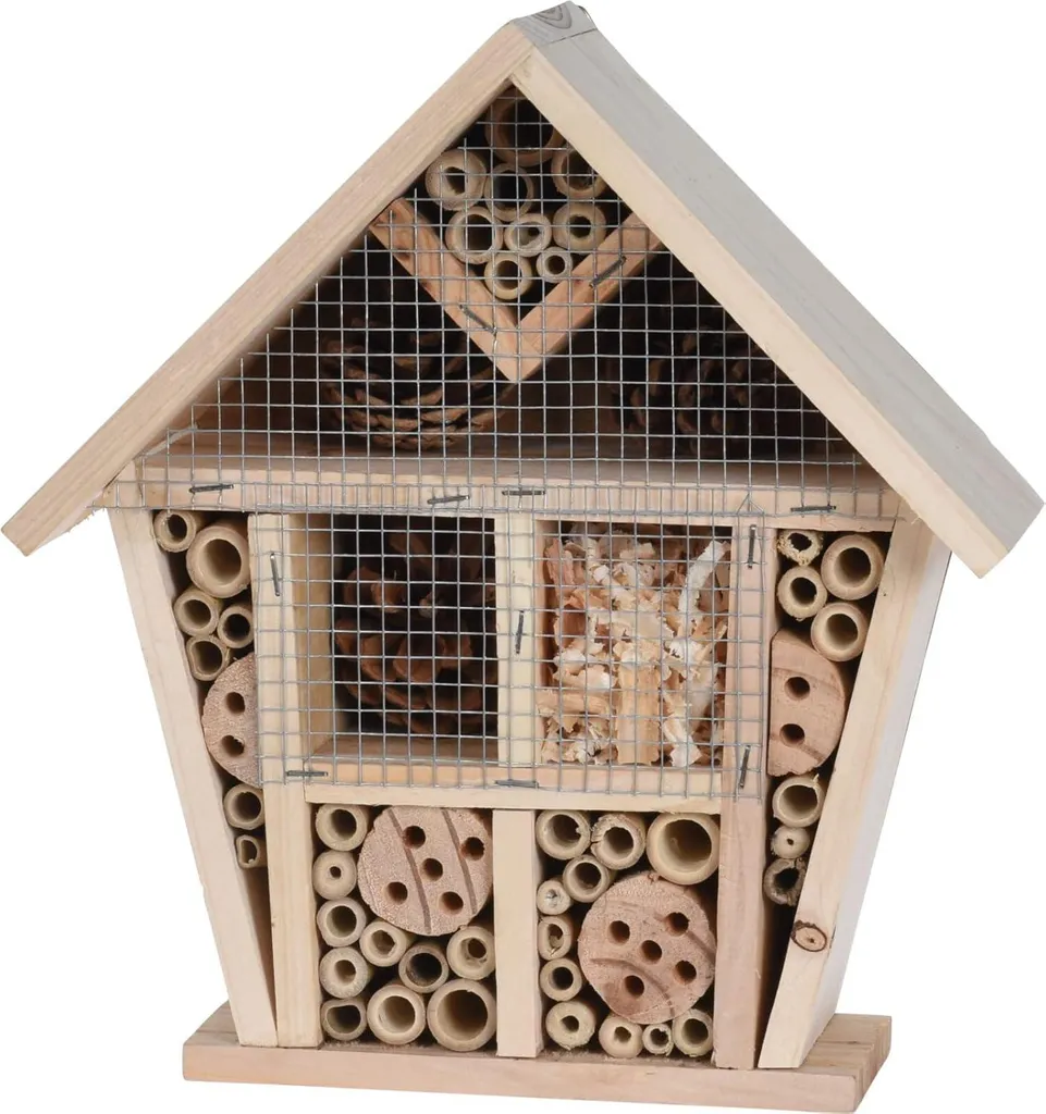 Nichoir à insectes suspendu en bois massif pour pollinisateurs ailés