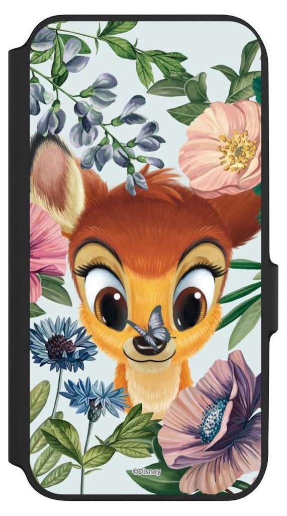 NIVOCASE Klapphülle für Samsung Galaxy A54 5G Handyhülle aus Kunst Leder NIVOflip schwarz Bambi Blumen Disney