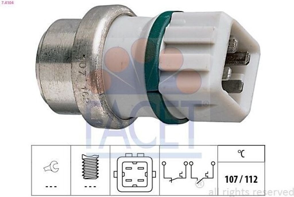FACET Temperaturschalter Kühlmittelwarnlampe 7.4104 für VW Transporter IV Bus (70B, 70C, 7DB, 7DK, 70J, 70K, 7DC, 7DJ)