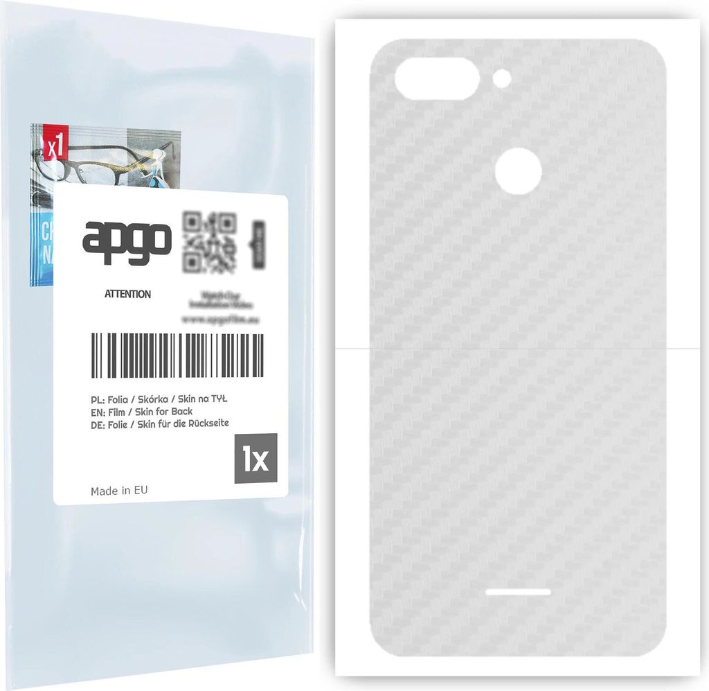 apgo Rückseite Schutzfolie für Xiaomi Redmi 6 - Hinten Schutzfolie Carbon Transparent (durchsichtig), Rückseite Folie schützt vor Kratzern und...
