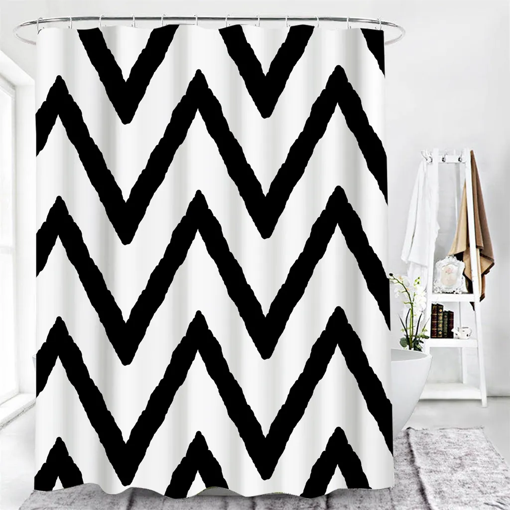 Tenda Doccia Professionale 200x180 cm Antimuffa Bianco-Nero