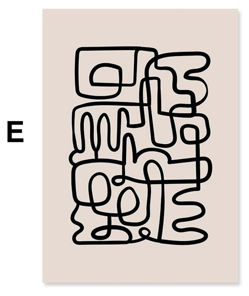 Poster Minimalistisch Matisse Cut Outs und Linienformen als Deko Print ohne Rahmen · Motiv E · 10 × 15 cm