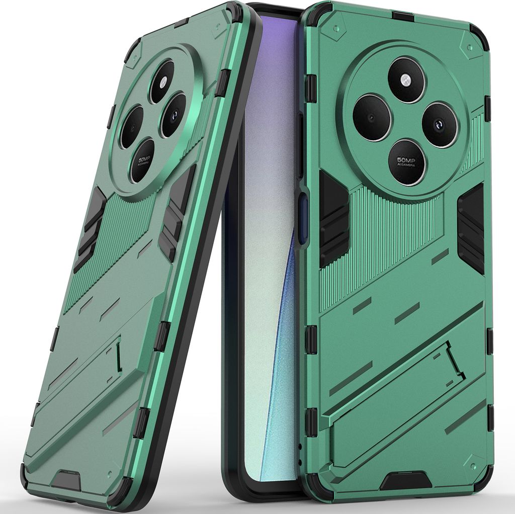 Armor Hülle für Xiaomi Redmi 14C Hybrid PC TPU Bumper Stoßfestes Schutzhülle mit Standfunktion Grün