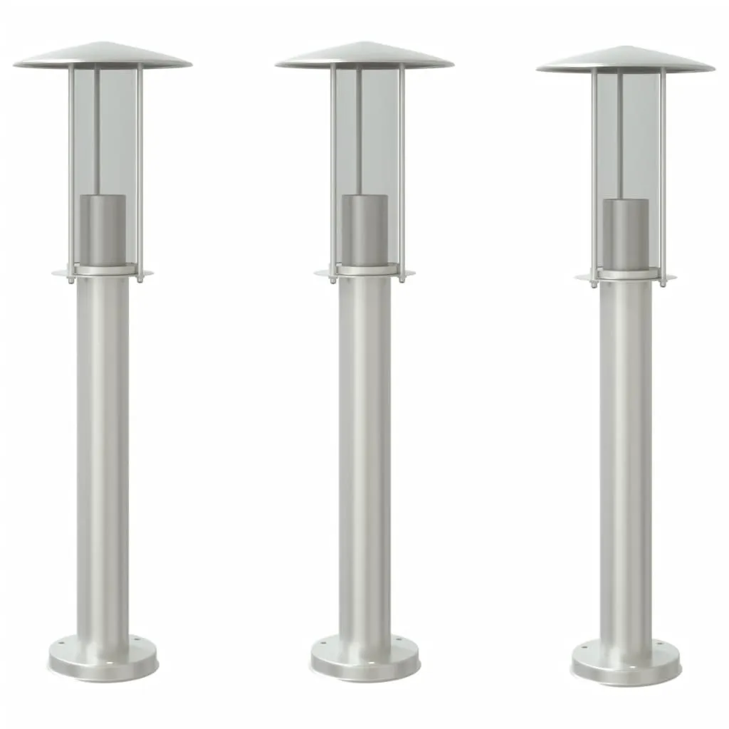 Luci da sentiero 3 pezzi argento 60 cm acciaio inox