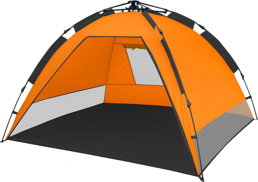 CampFeuer Strandmuschel, Orange / Grau , UV50+, inkl. Tragetasche, Automatik Strandzelt, Wurfzelt