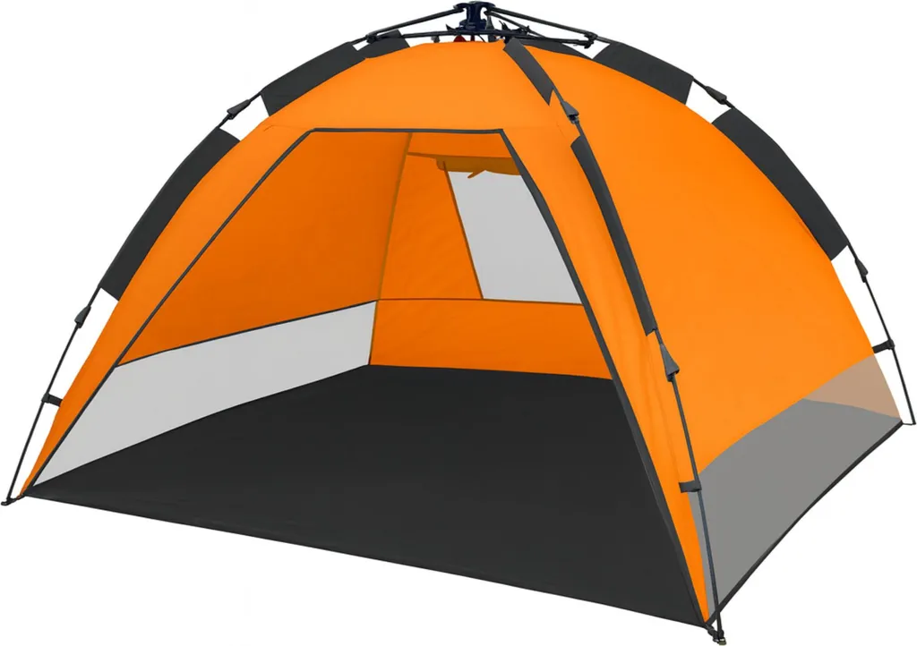 CampFeuer Tente de Plage Orange et Grise UV50+ avec Sac de Transport