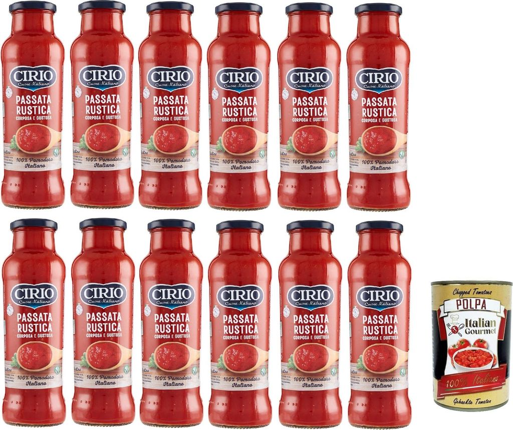 Cirio Passata di Pomodoro Rustica Tomatensauce Tomaten, kochsauce 100% Italienisch 12x 680g + Italian Gourmet polpa 400g