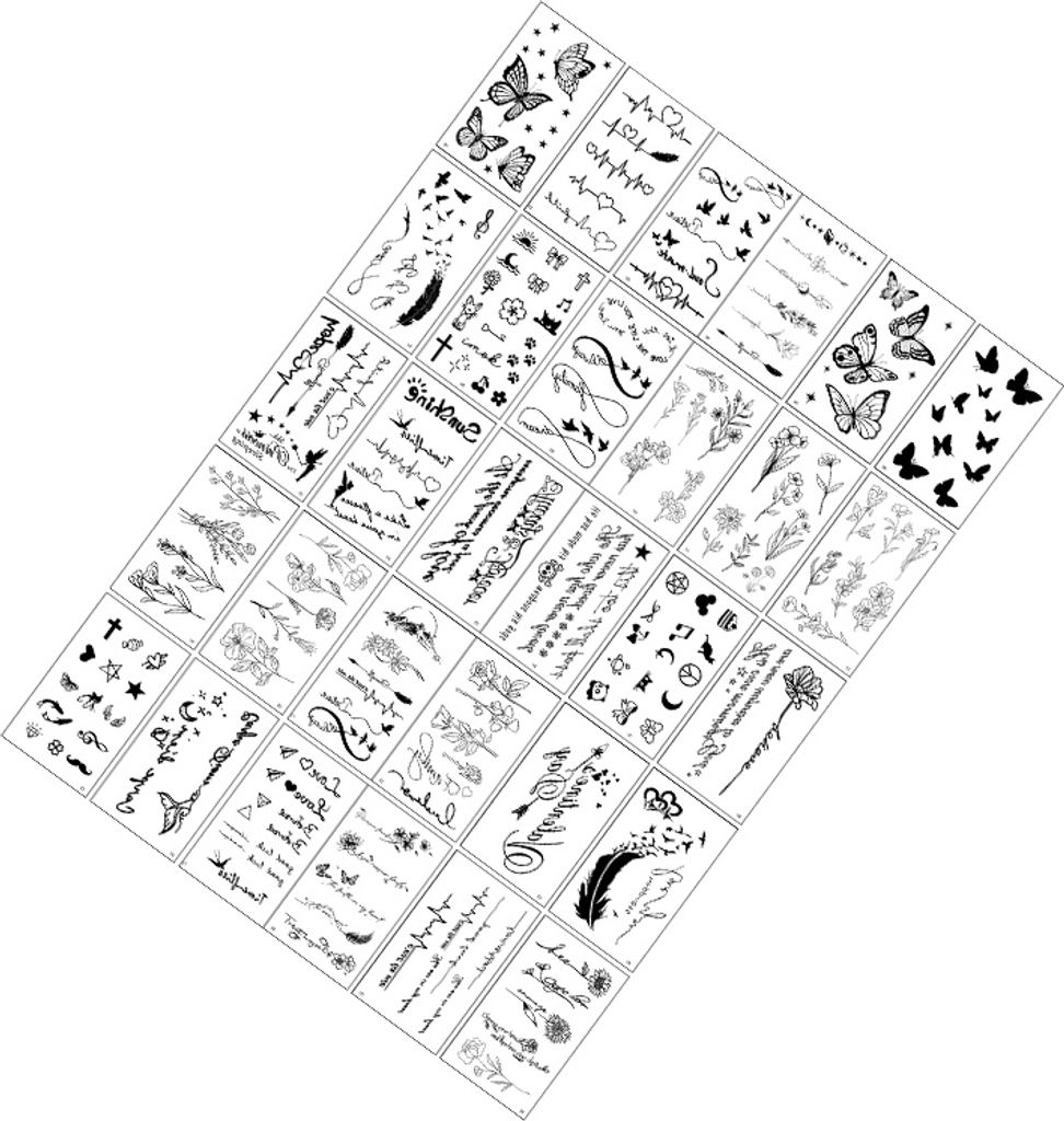 INF Temporäre Tattoos der Dark Series - 30 einzigartige Designs