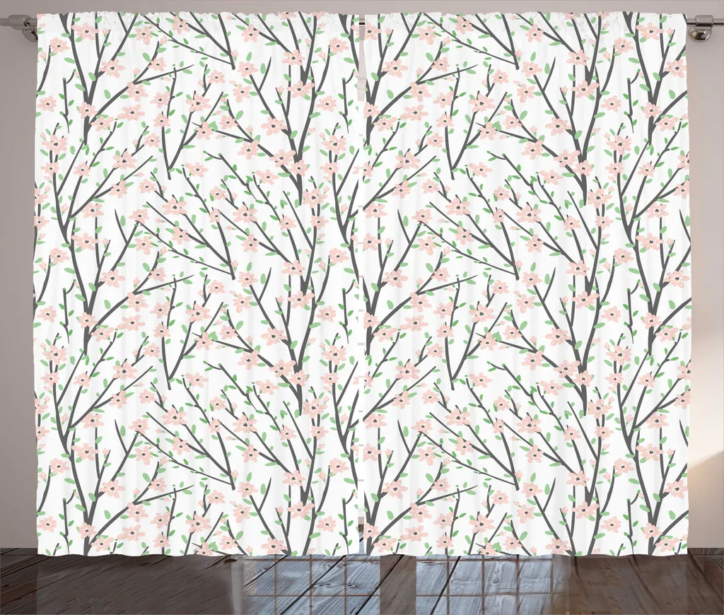 Rideau de Salon Anti-Regard et Décoratif, Motif Fleurs 280 x 225 cm