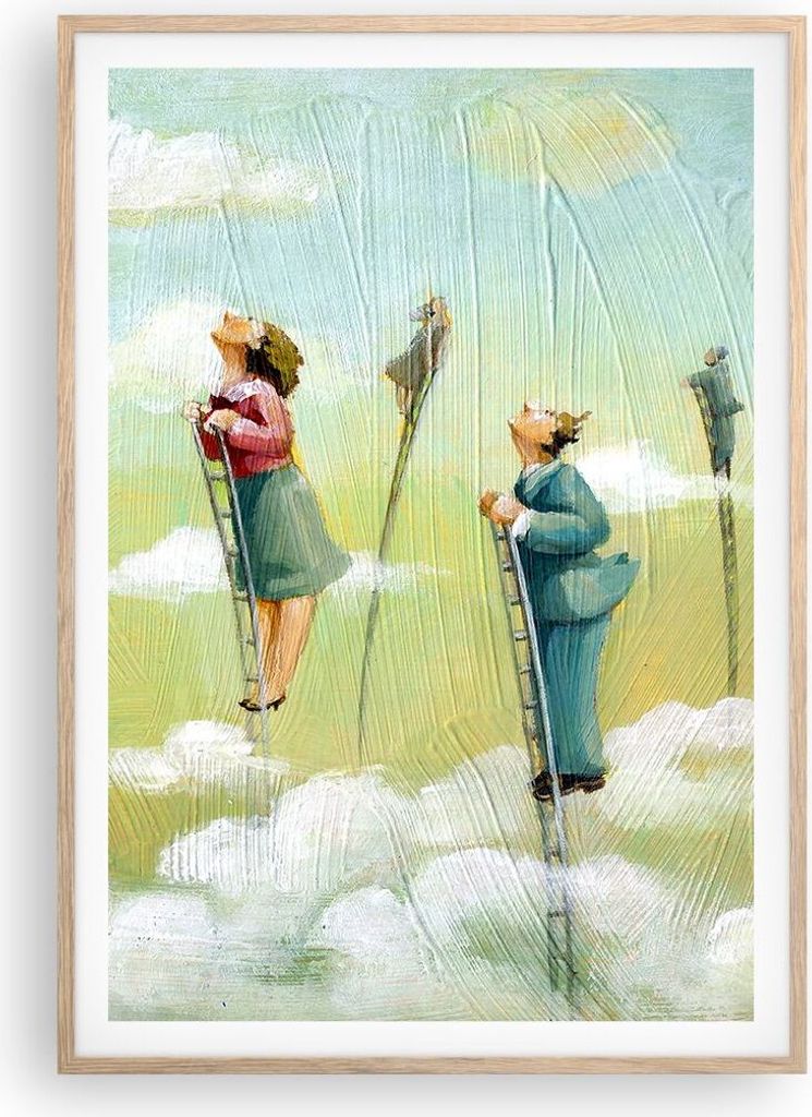 Gerahmtes Poster - Rahmen in heller Eiche - Abstraktion modern - 70x100 cm - Wand Bild - Wanddeko - Wandbilder - Wandposter - Bilderrahmen - Bilder...