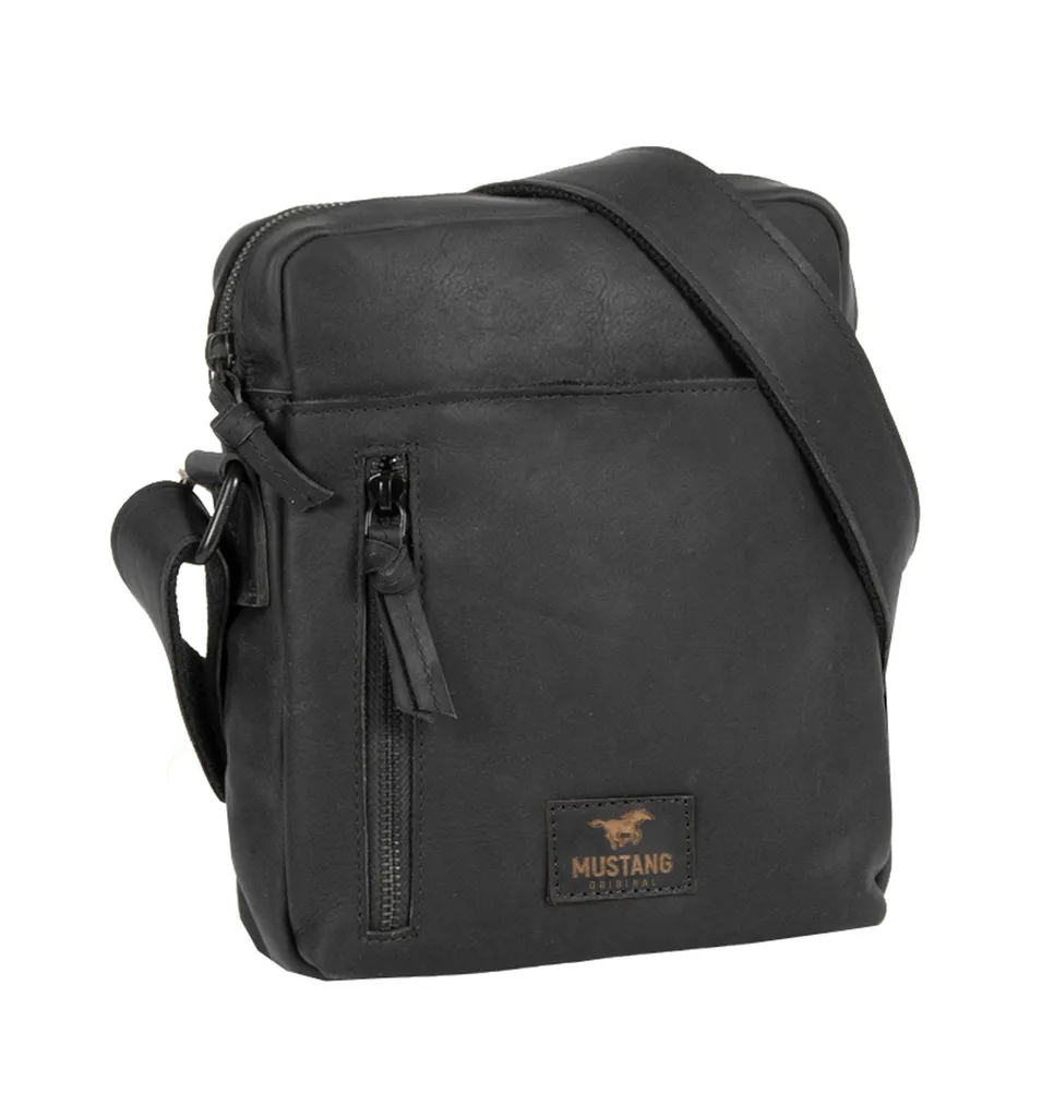 Sacoche bandoulière homme en cuir noir Mustang San Marino Crossover Bag