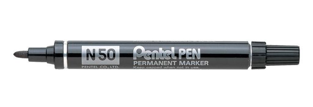 Pentel N 50 Permanent-Marker Rundspitze Schwarz 12 Stück(e)