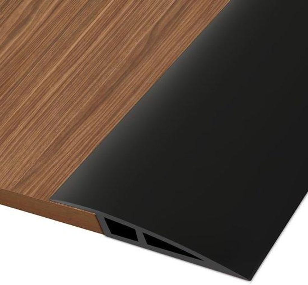 Schwarzer PVC-Bodenübergangsstreifen 2m x 7cm für Bodenabdeckung, Übergangsstreifen für Parkett und Laminate, Selbstklebend, Höhenunterschiede...