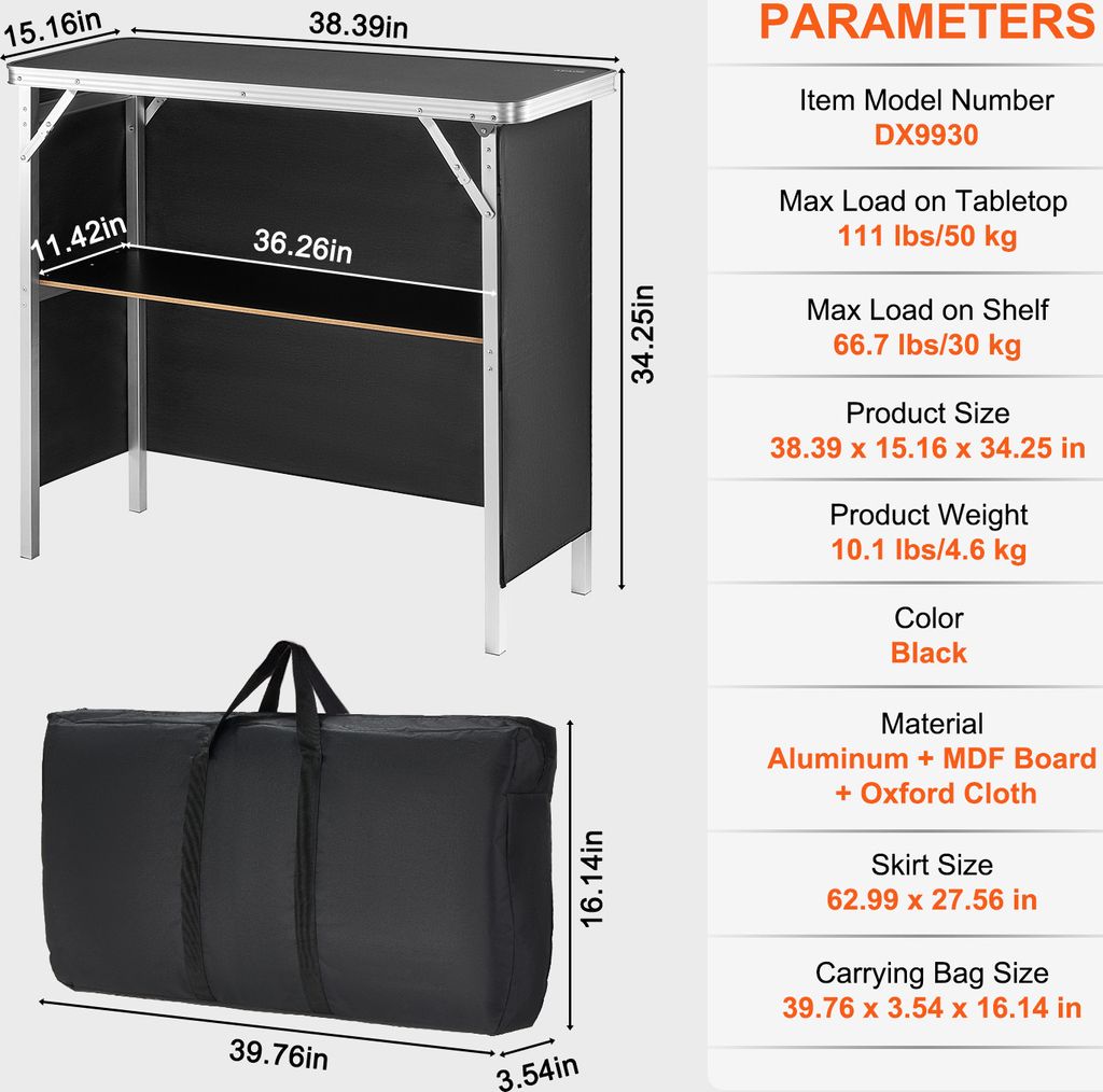 VEVOR Přenosný výstavní pult Výstavní pult, 975 x 385 x 870 Obrázek produktu 7
