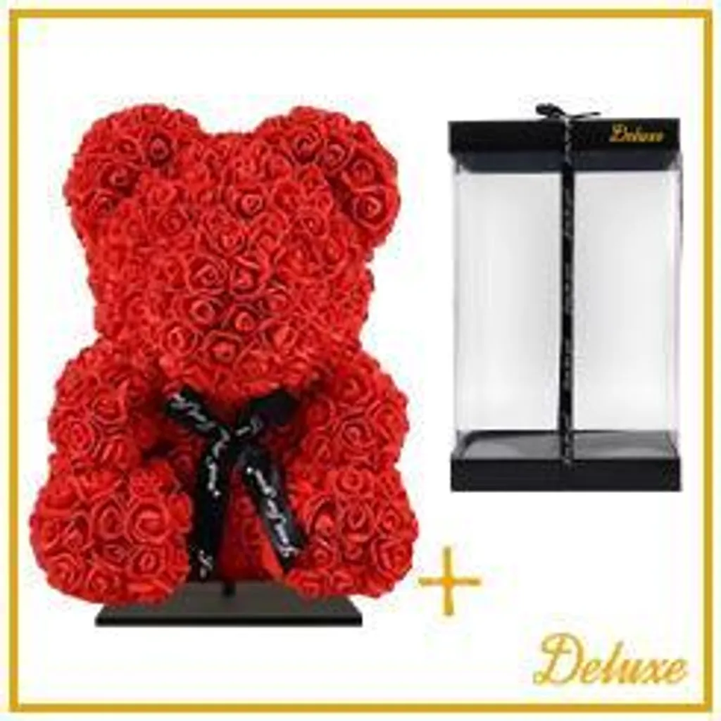 Idée cadeau ours rouge en mousse 40 cm - Déco romantique pour buffet