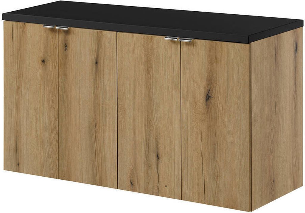 Waschtischunterschrank 'Skelbolu' hängend mit Türen 100 x 60 x 40 cm Eicheoptik/Schwarz