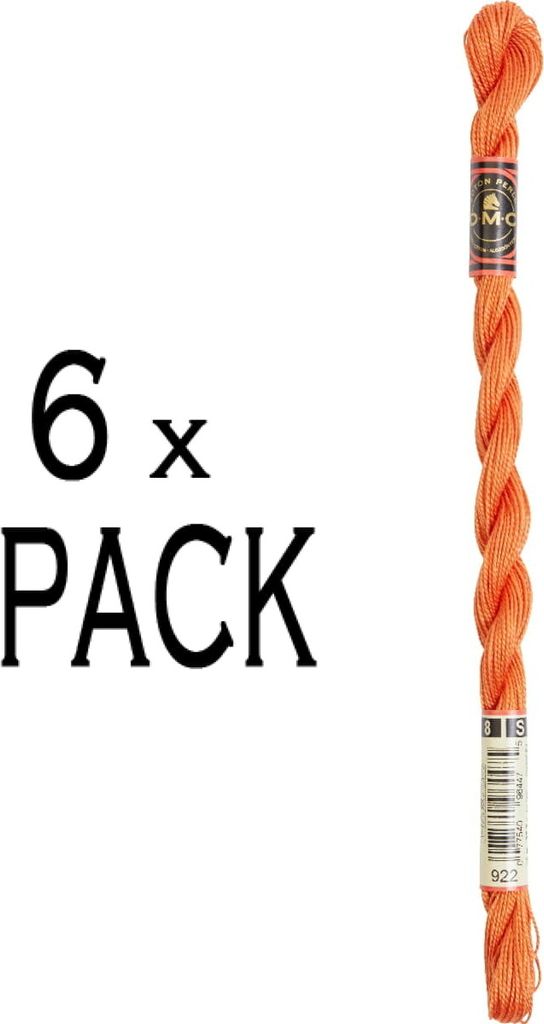 6x DMC Schneidegarn Stärke 8, 25 m, 115ar/8-922