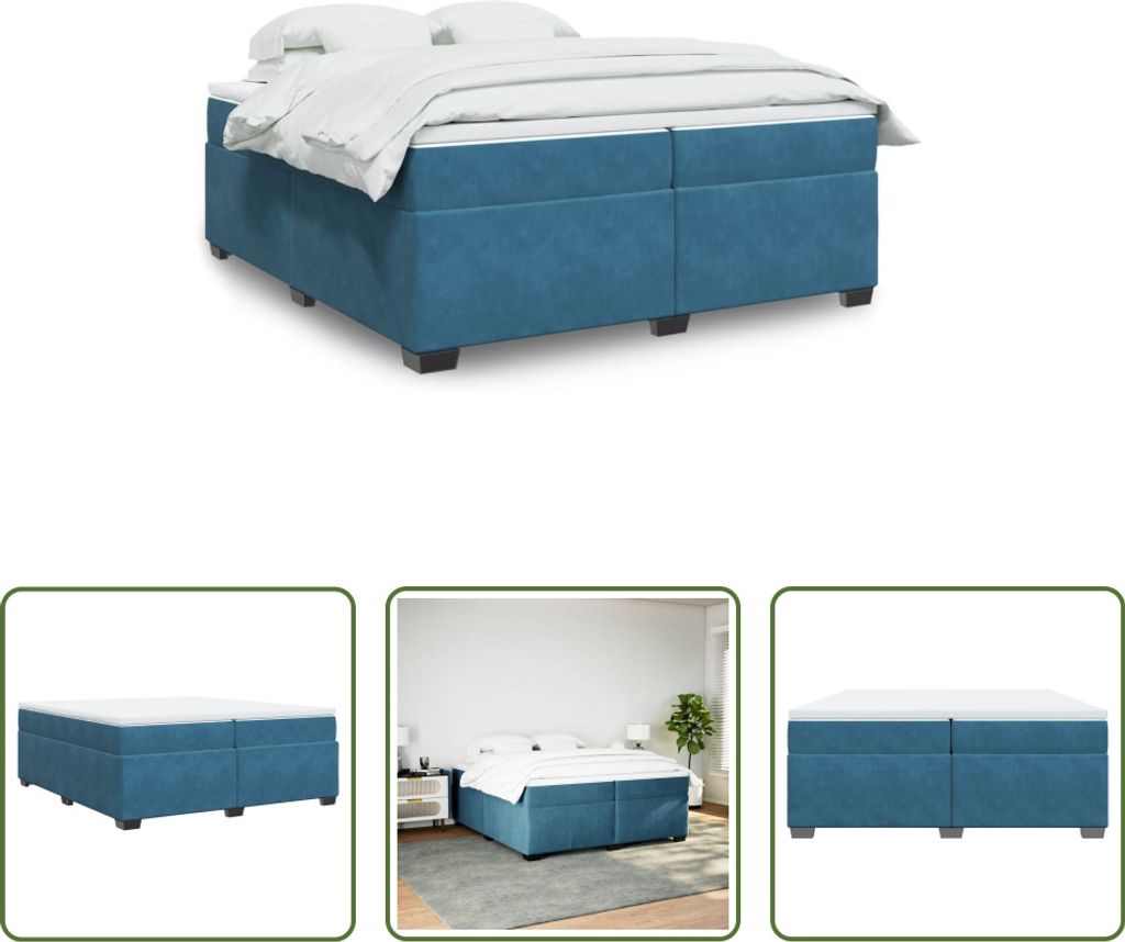 The Living Store Boxspringbett mit Matratze Dunkelblau Produktbild 