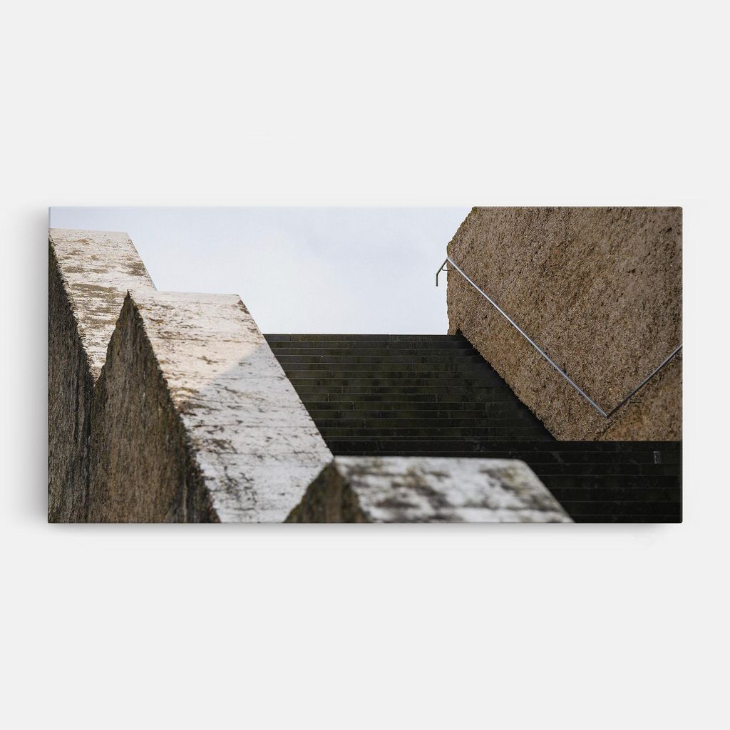 ARTHUB Leinwandbild 50x100 cm, Black Stairs | Wohnzimmerdekoration, Hängende Bilder, Wanddekoration, Heimdekoration, Abstrakte, Optische Täusch...
