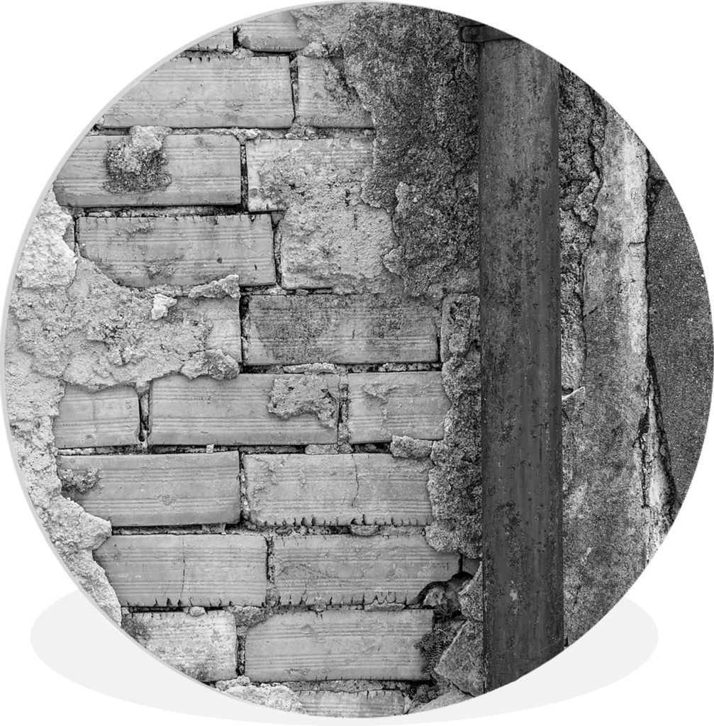 MuchoWow Rundes Wandbild - Runde Bilder Bröckelnde verputzte Wand Ø 30 cm Kreis Wanddekoration Kunststoff - Wandkreis - Wandschmuck - Schlafzim...