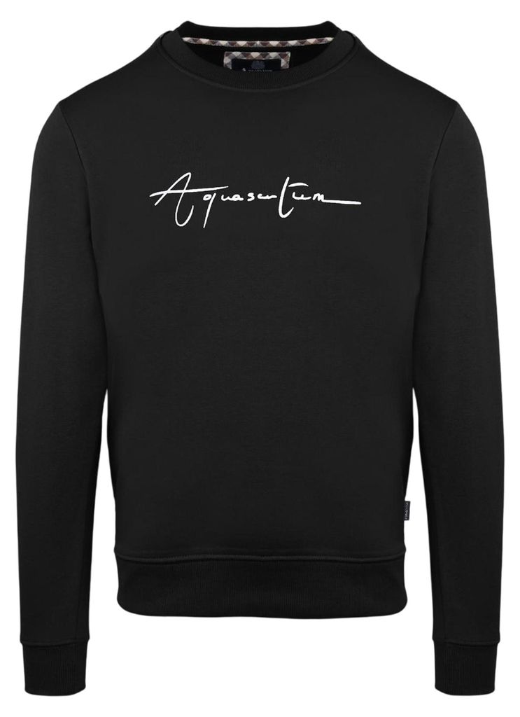 Aquascutum - Sweatshirt für Herren, Rundhalsausschnitt, Regulär GT21762 (L) (Schwarz)