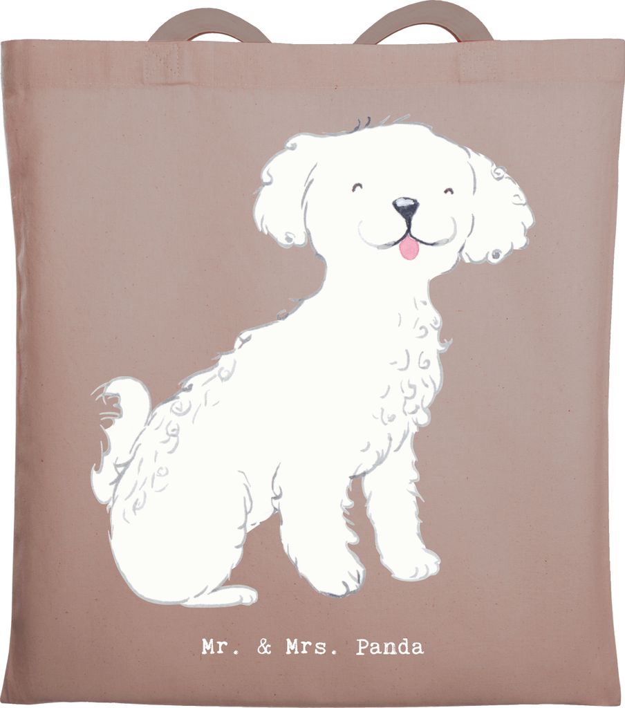 Mr. & Mrs. Panda Tote Bag Bichon Frisé Lebensretter - Braun Pastell - Geschenk, Schultasche, Jutebeutel, Einkaufstüte, Laptoptasche, Stoffbeutel
