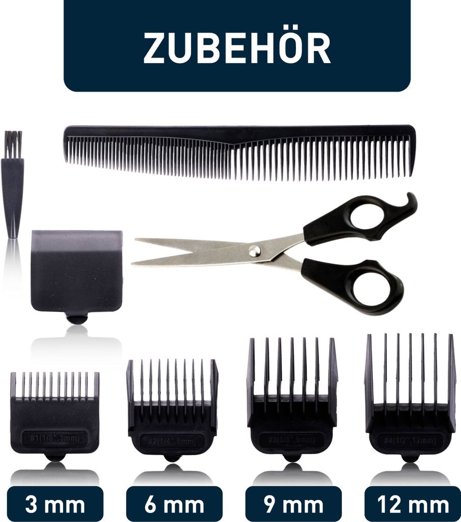 WeGeek Haarschneider, 12 Watt – Mit Austauschbaren Kämmen Und Soft-Touch-Griff