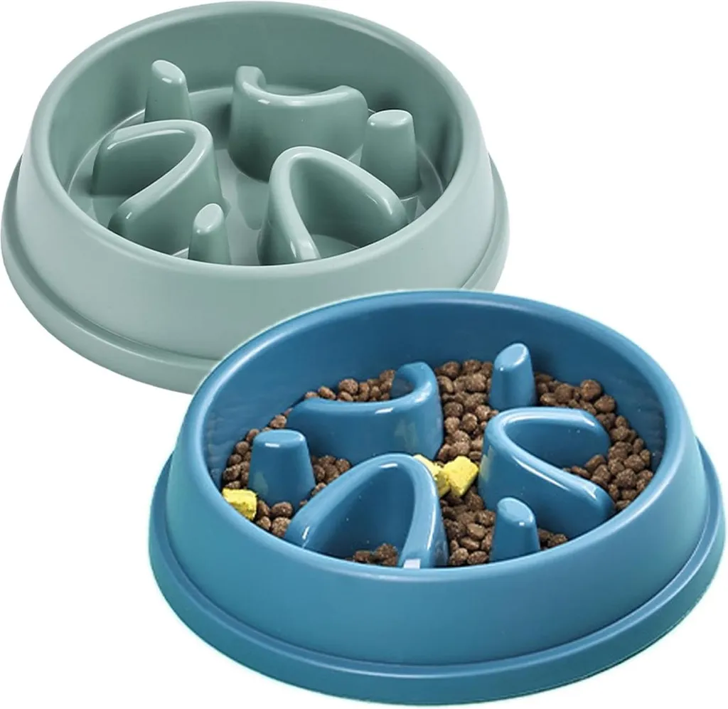 Bol Anti-glouton pour Grand Chien avec Base Antidérapante - 2 Pièces