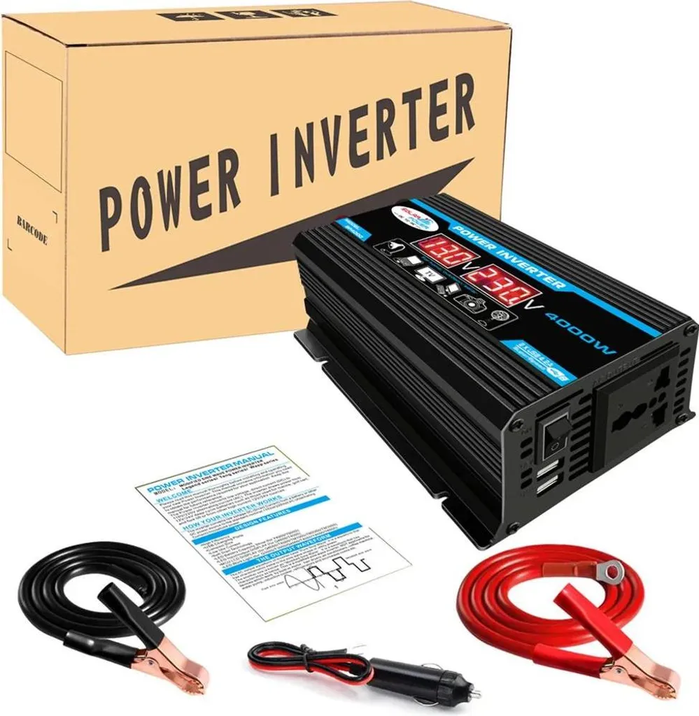 Convertisseur de Tension Pur Sinus 4000W pour Batterie 12V avec USB x2