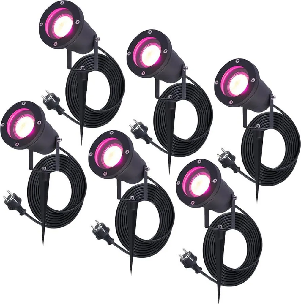 Luminaire de Jardin Étanche IP65 RGBWW 345lm Noir avec Piquet de Terre