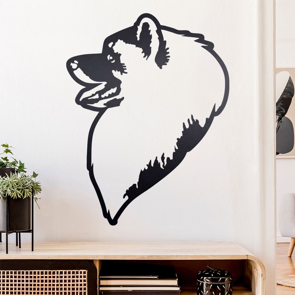 Keeshond Hund Wandtattoo Wandaufkleber Wall Sticker - Dekoration, Küche, Wohnzimmer, Schlafzimmer, Badezimmer