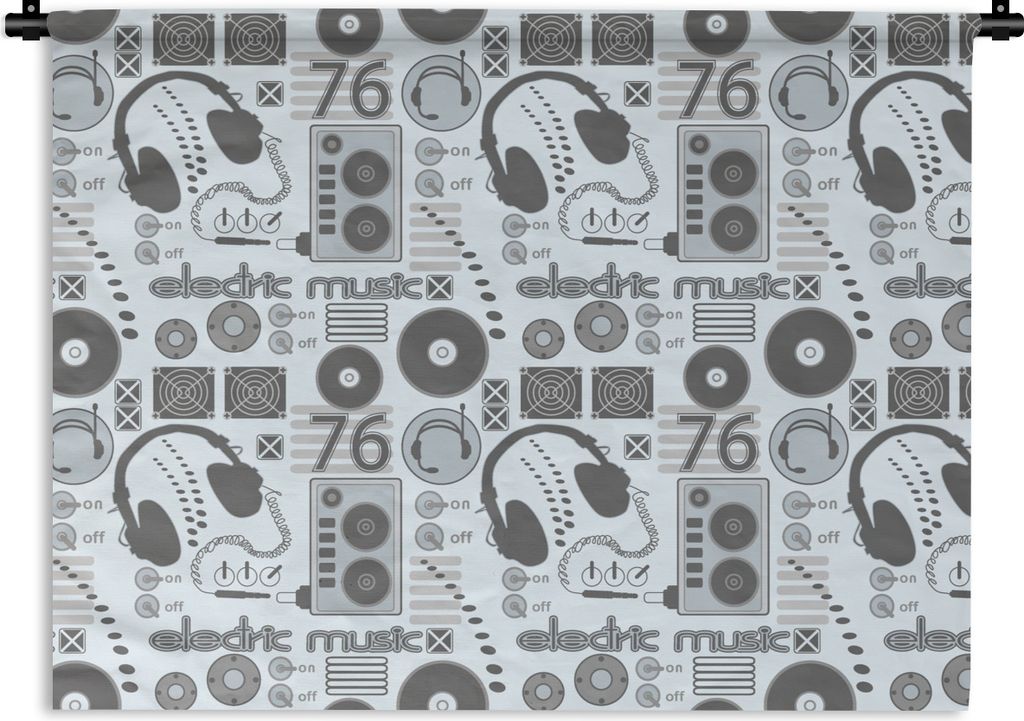 MuchoWow Wandteppich Wandbehang DJ - Kopfhörer - Vintage - Design 120x90 cm Tapisserie Dekoration Wandtuch - Wohnen - Aufhänger für die Wand