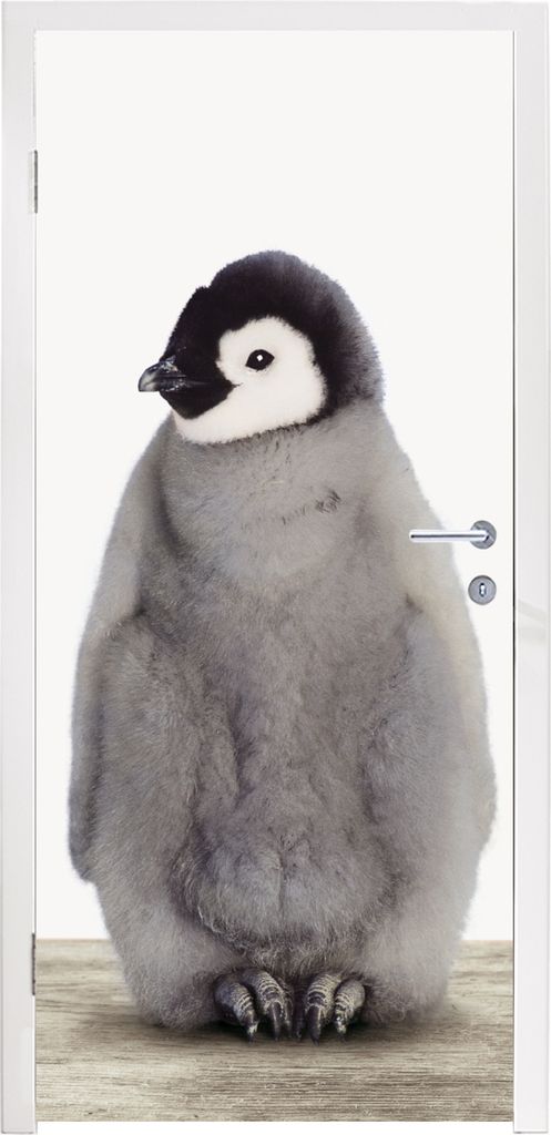 MuchoWow Türtapete Selbstklebende Türfolie Kinder - Pinguin - Grau - Tiere - Mädchen - Jungen 85x205 cm Türposter Türaufkleber Klebefolie T...