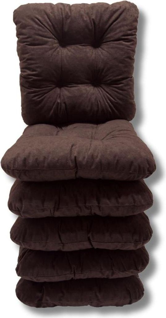 6-Pack cuscini trapuntati per sedia marroni 38x38x8 cm - Immagine del prodotto 