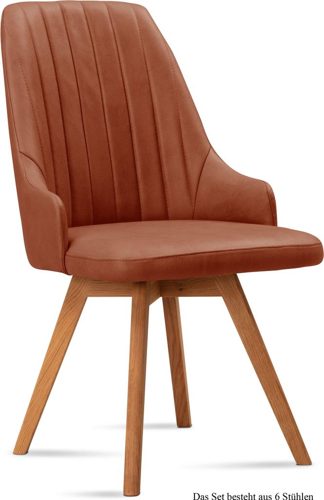 Esszimmerstuhl (6er-Set) Domka 52x91x60 Eiche geölt/Cognac