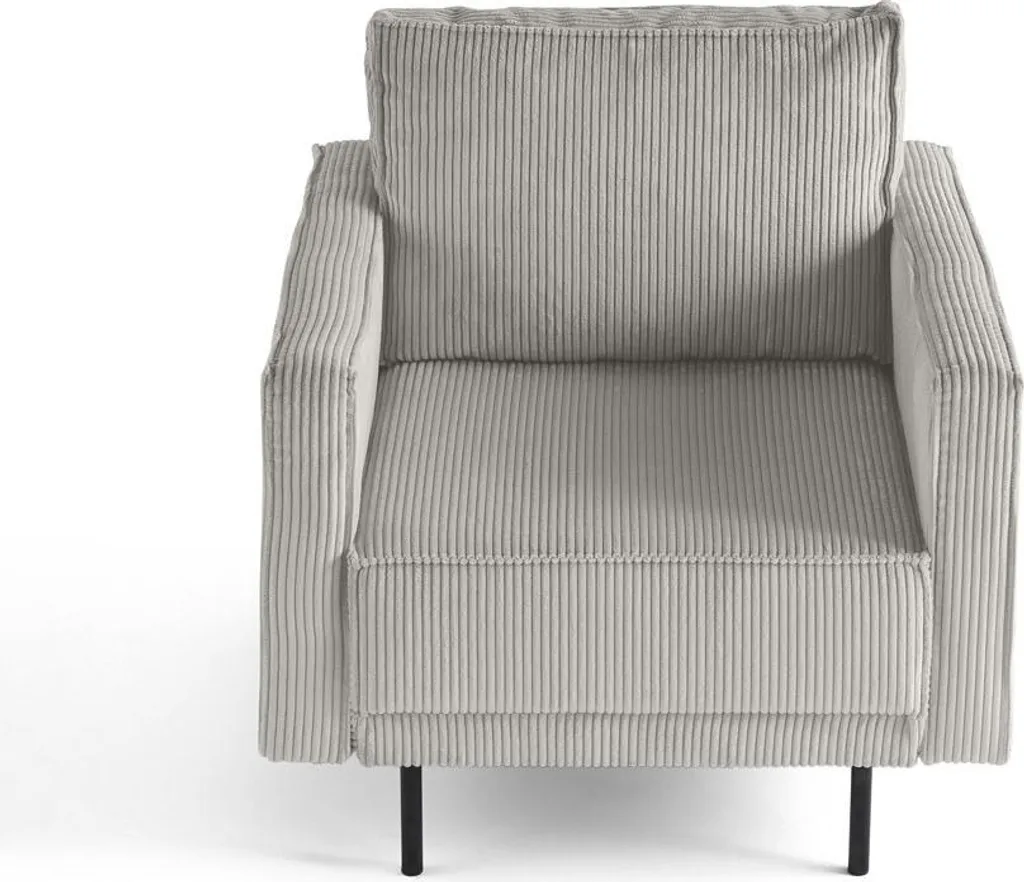 Petit fauteuil de salon gris clair Charlie - Confort velours doux