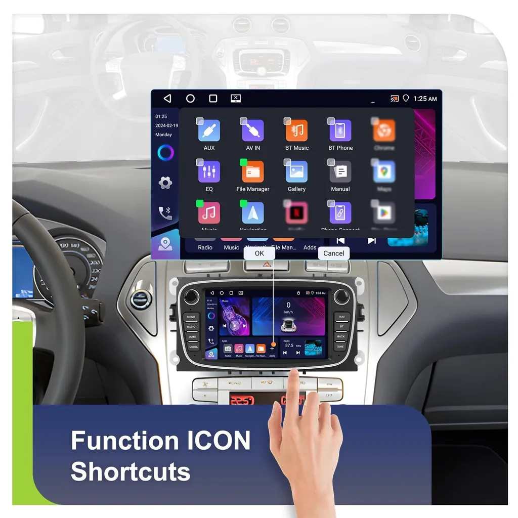 Système Navigation GPS Android Ford Focus 2012 - CarPlay et Écran 7" - 2