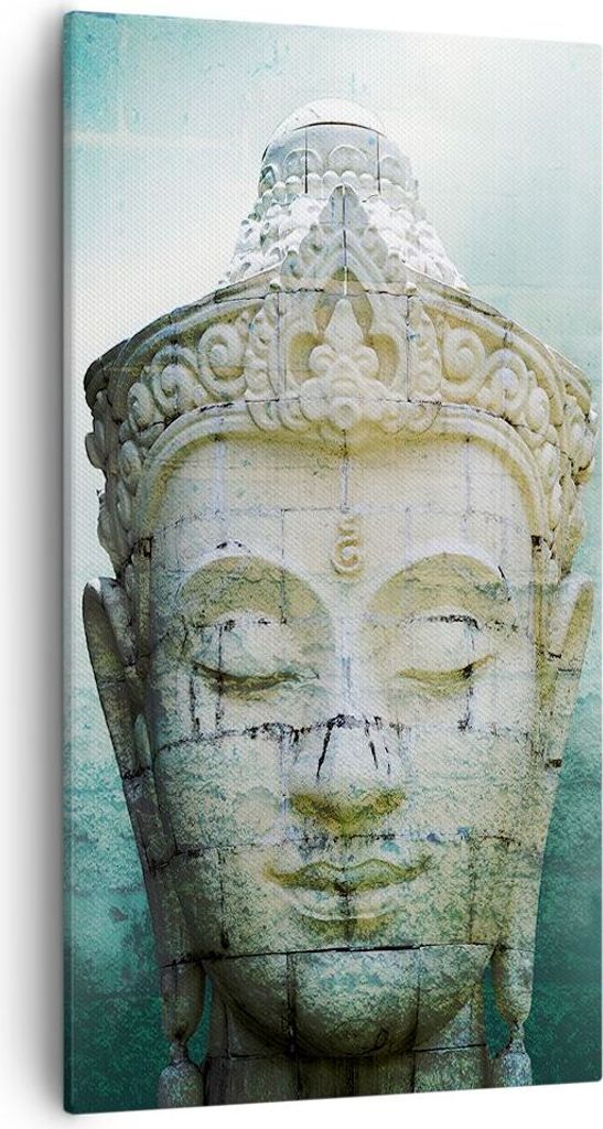 Bild auf Leinwand - Leinwandbild - Einteilig - Buddha Grafik Türkis - 55x100cm - Wand Bild - Wanddeko - Wandbilder - Leinwanddruck - Bilder - Wand...