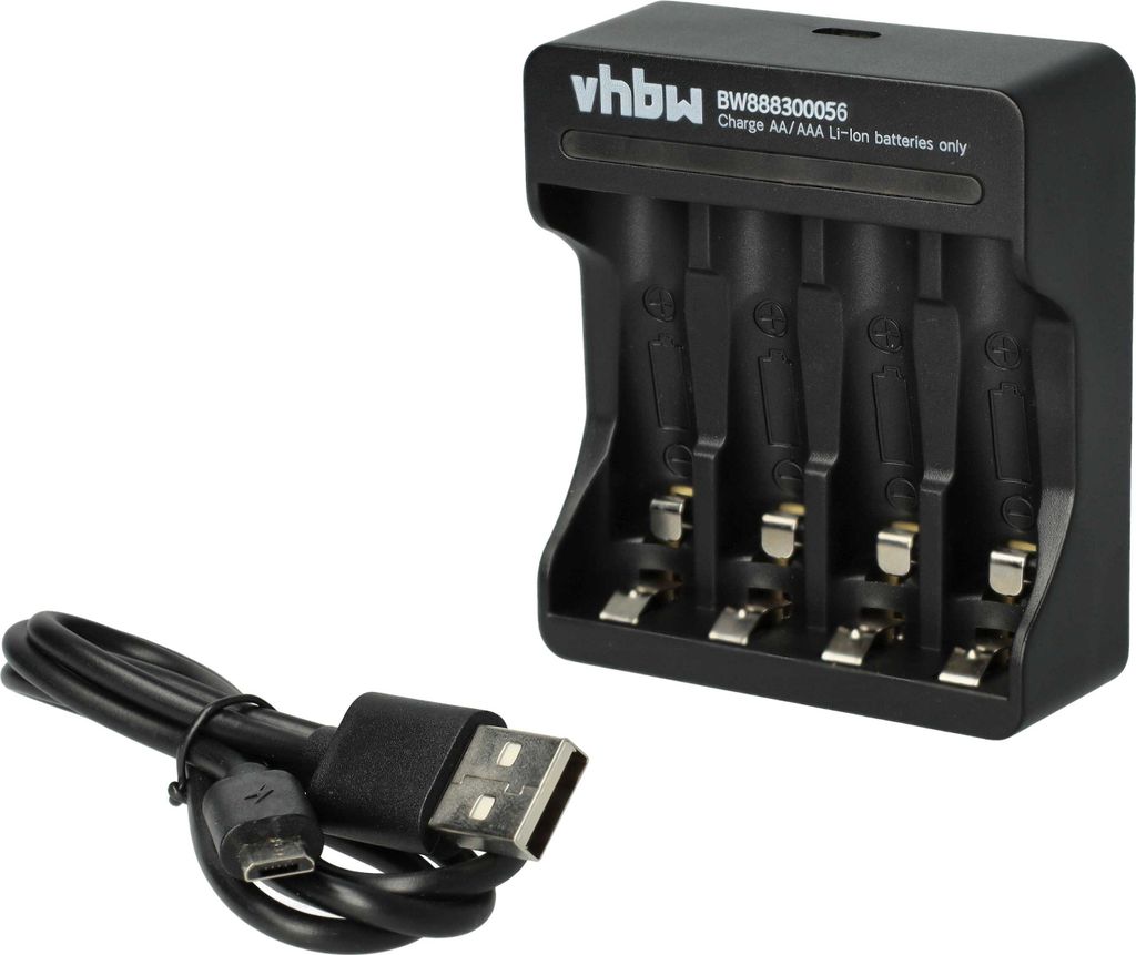 vhbw 4-Fach Akku-Ladegerät kompatibel mit AAA, AA Li-Ion - Produktbild 