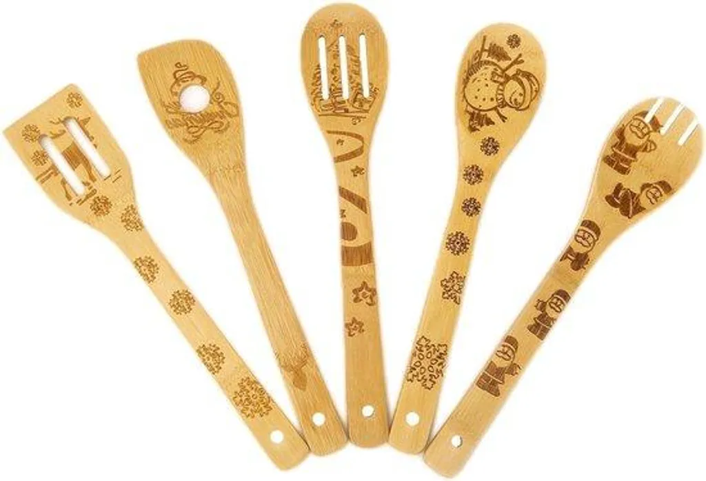 Ustensiles de cuisine en bois gravé Modèle B - Motif Magique Cauchemar