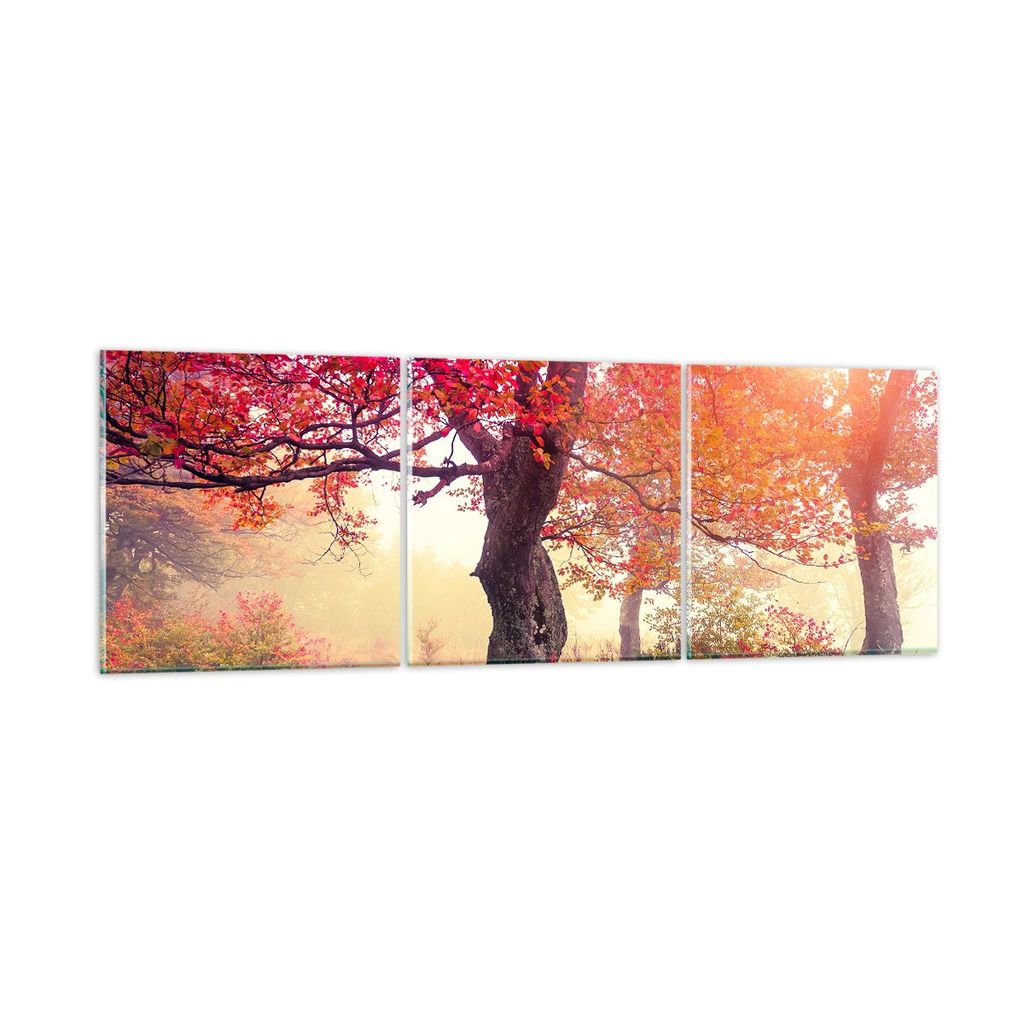 Bilder auf glas - Baum Natur Wiese - 90x30cm - Glasbilder - Wandbilder - Kunstdruck - zum Aufhängen bereit - Wanddekoration aus Glas - Glas Bilder...