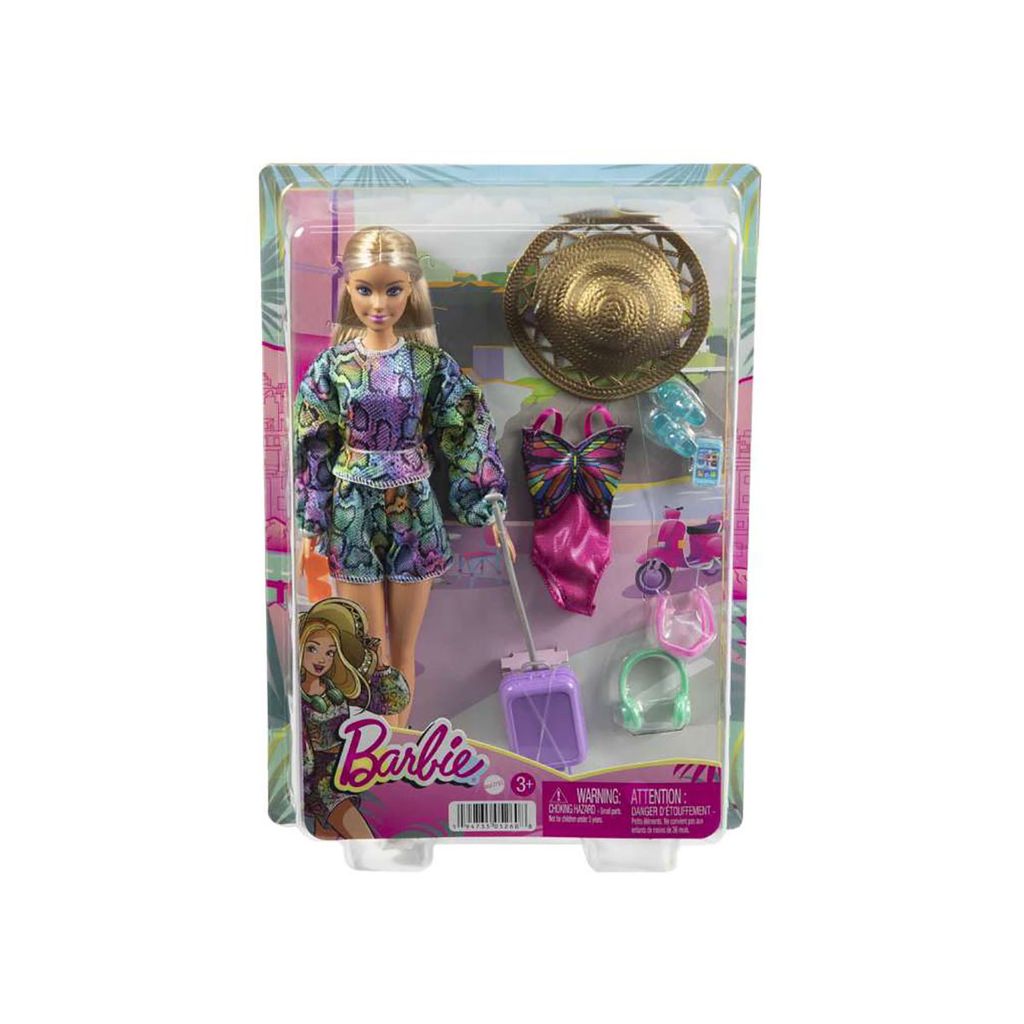 Mattel, Barbie Holiday Fun Blonde Puppe mit Zubehör, Bunt Produktbild 