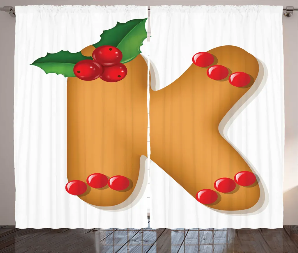 Rideau Rustique Universel à Crochets Motif Lettre K pour Noël 280 cm