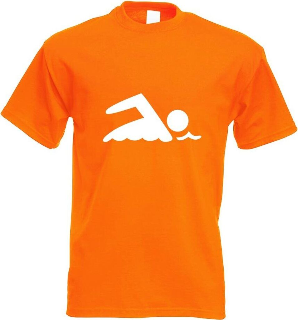 Kiwistar - T-Shirt - orange - Schwimmer Motiv Bedruckt Funshirt Design Print - mit Motiv Bedruckt - Funshirt Design - Sport - Freizeit - Herren - XL