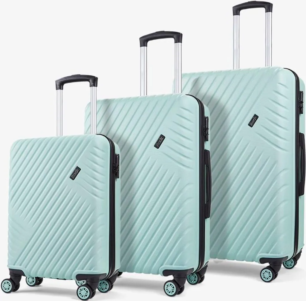 Valise cabine rigide ROCK Santiago vert pastel en ABS avec 4 roues 360°