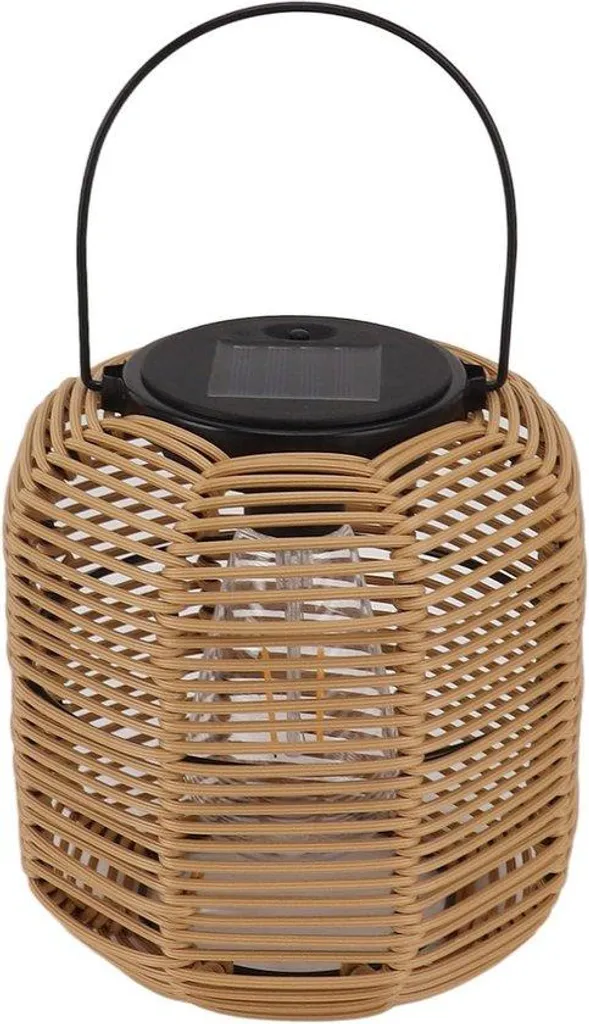 Grande lanterne solaire en rotin tressé pour jardin - Étanche IP44