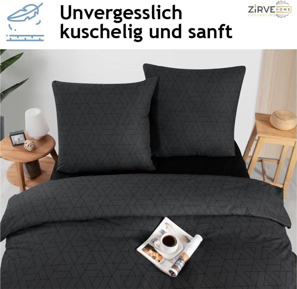 Bettwäsche-Set 200x200 cm. dreiteilig Bettbezug, Baumwolle