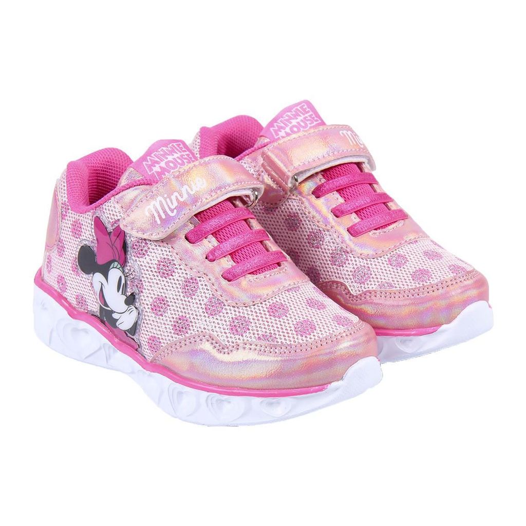 Minnie-Maus-Schuhe mit Lichtern und leichten rosa gepunkteten Sohlen, Größe 27